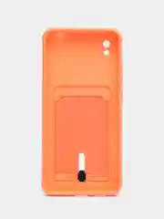 Оранжевый силиконовый чехол для Xiaomi Redmi 9A (Редми 9А) с карманом для карты, защита камеры