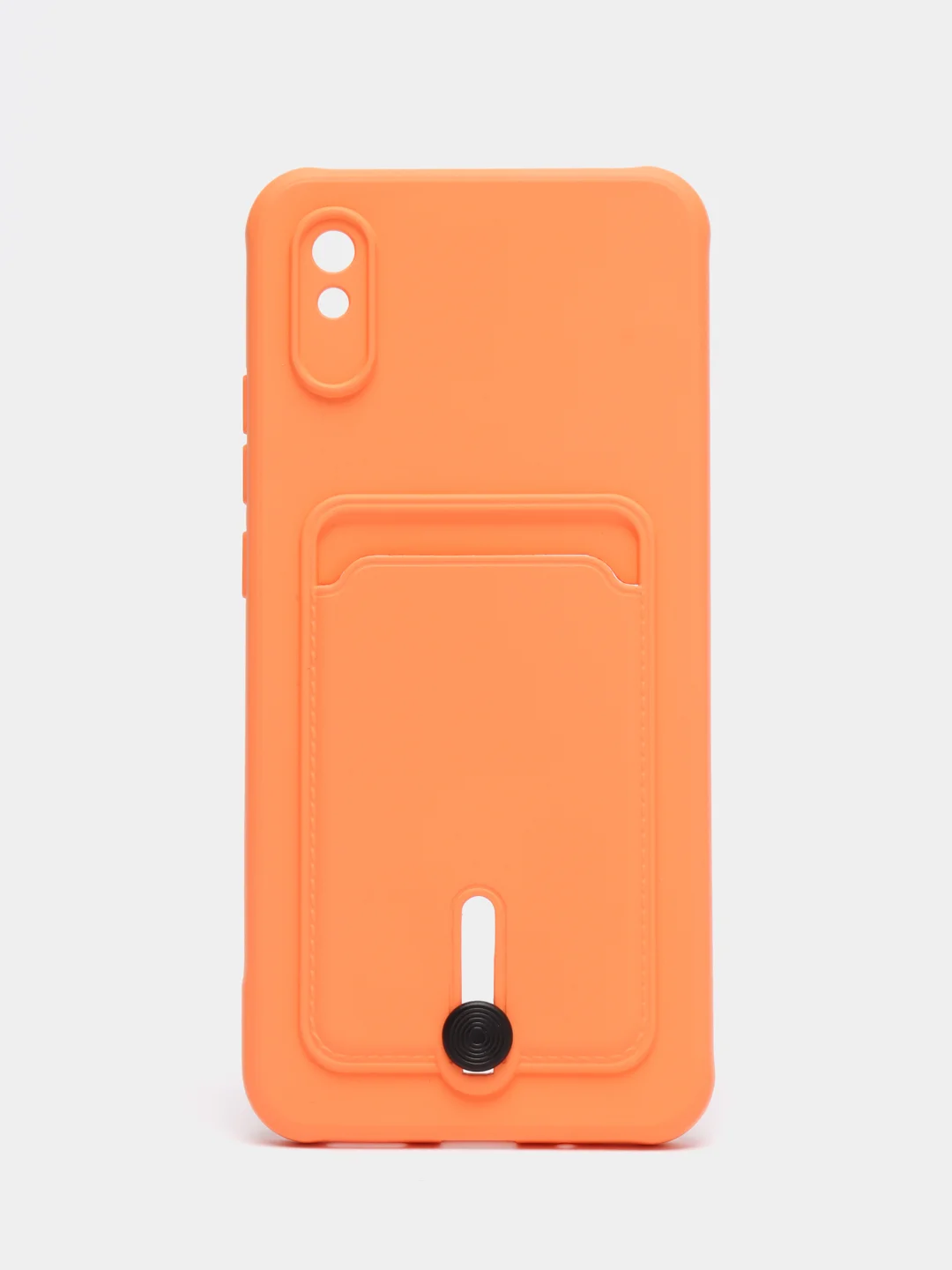 Оранжевый силиконовый чехол для Xiaomi Redmi 9A (Редми 9А) с карманом для карты, защита камеры