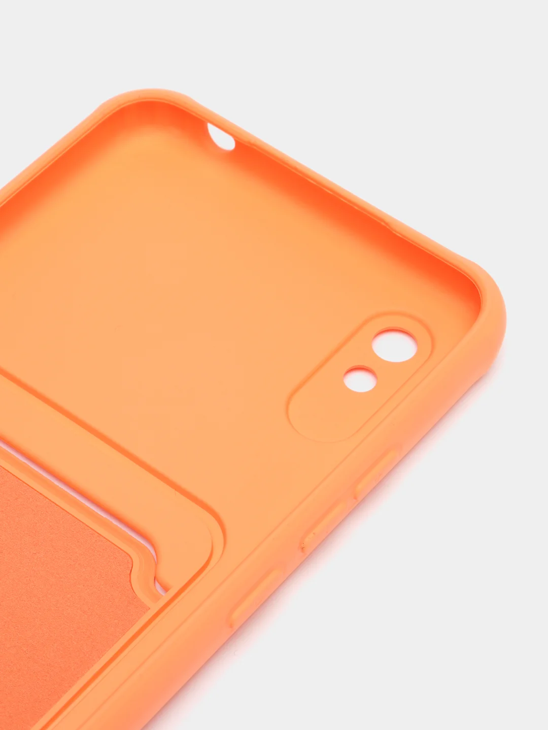 Оранжевый силиконовый чехол для Xiaomi Redmi 9A (Редми 9А) с карманом для карты, защита камеры