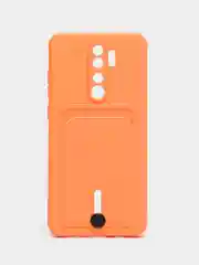 Оранжевый чехол для Xiaomi Redmi Note 8 Pro (Редми Нот 8 Про) силиконовый , с карманом