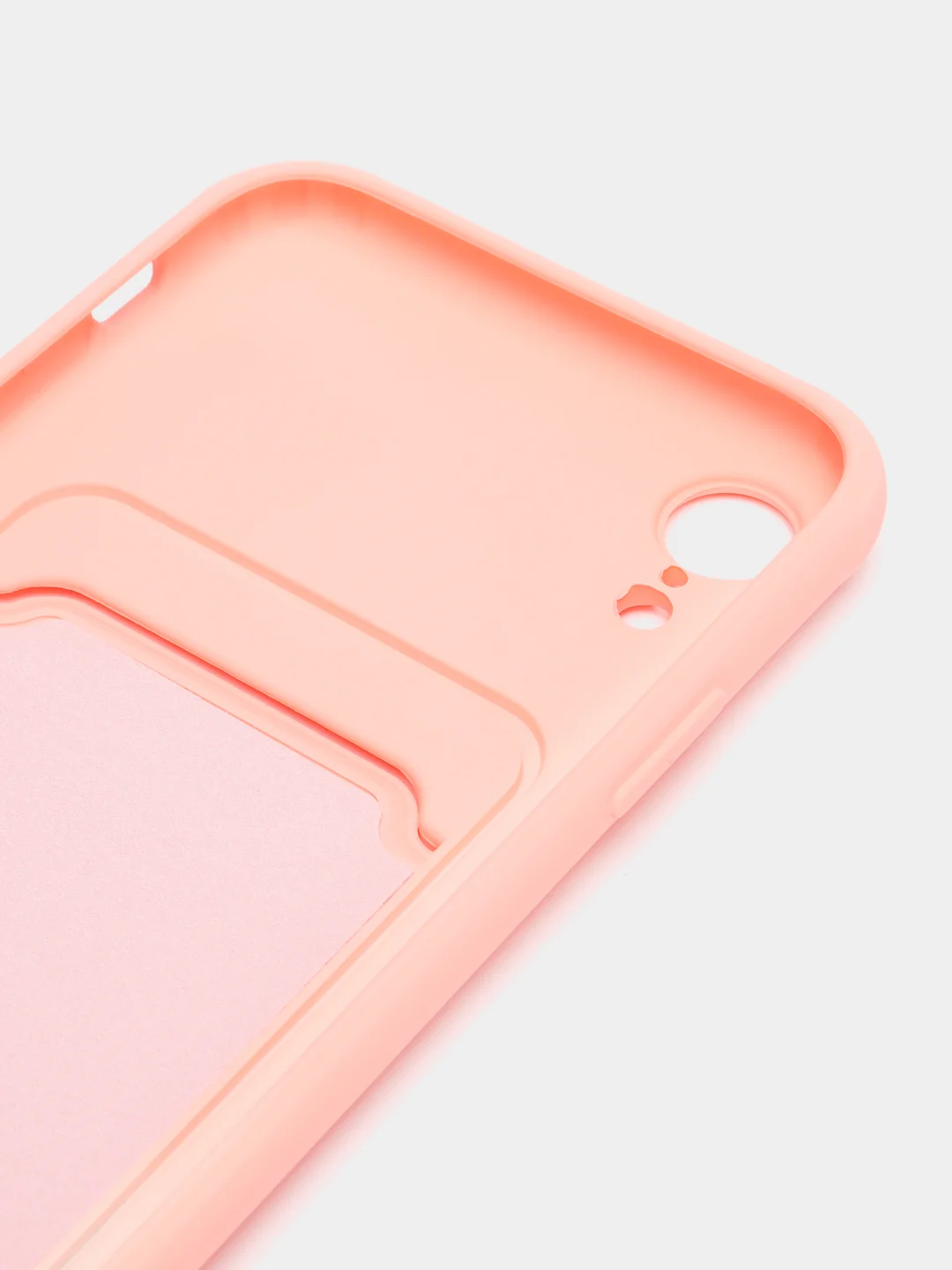 Пастельно-коралловый силиконовый чехол для iPhone XR (Айфон ХР) с карманом для карт, чехол на айфон