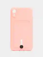 Пастельно-коралловый силиконовый чехол для iPhone XR (Айфон ХР) с карманом для карт, чехол на айфон