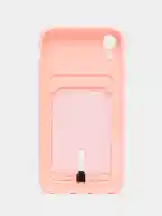 Пастельно-коралловый силиконовый чехол для iPhone XR (Айфон ХР) с карманом для карт, чехол на айфон