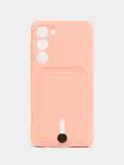 Пудровый силиконовый чехол для Samsung Galaxy S23 Plus, S23+ (Самсунг Галакси С23 Плюс), с карманом