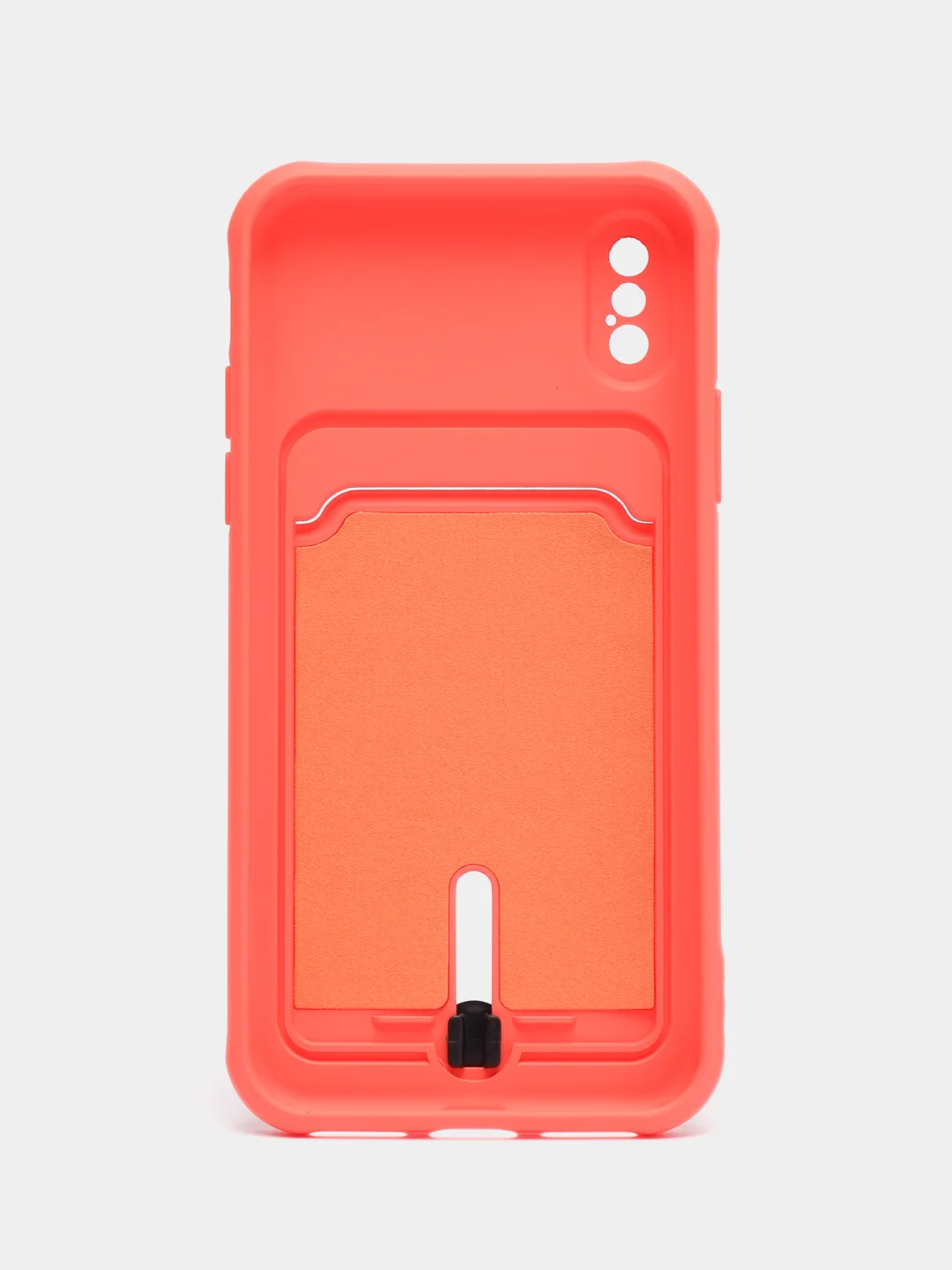 Коралловый силиконовый чехол для iPhone X, XS (Айфон Х, ХС) с карманом для карт, чехол на айфон