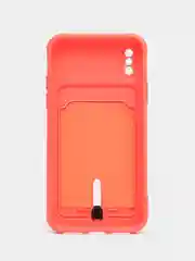 Коралловый силиконовый чехол для iPhone X, XS (Айфон Х, ХС) с карманом для карт, чехол на айфон