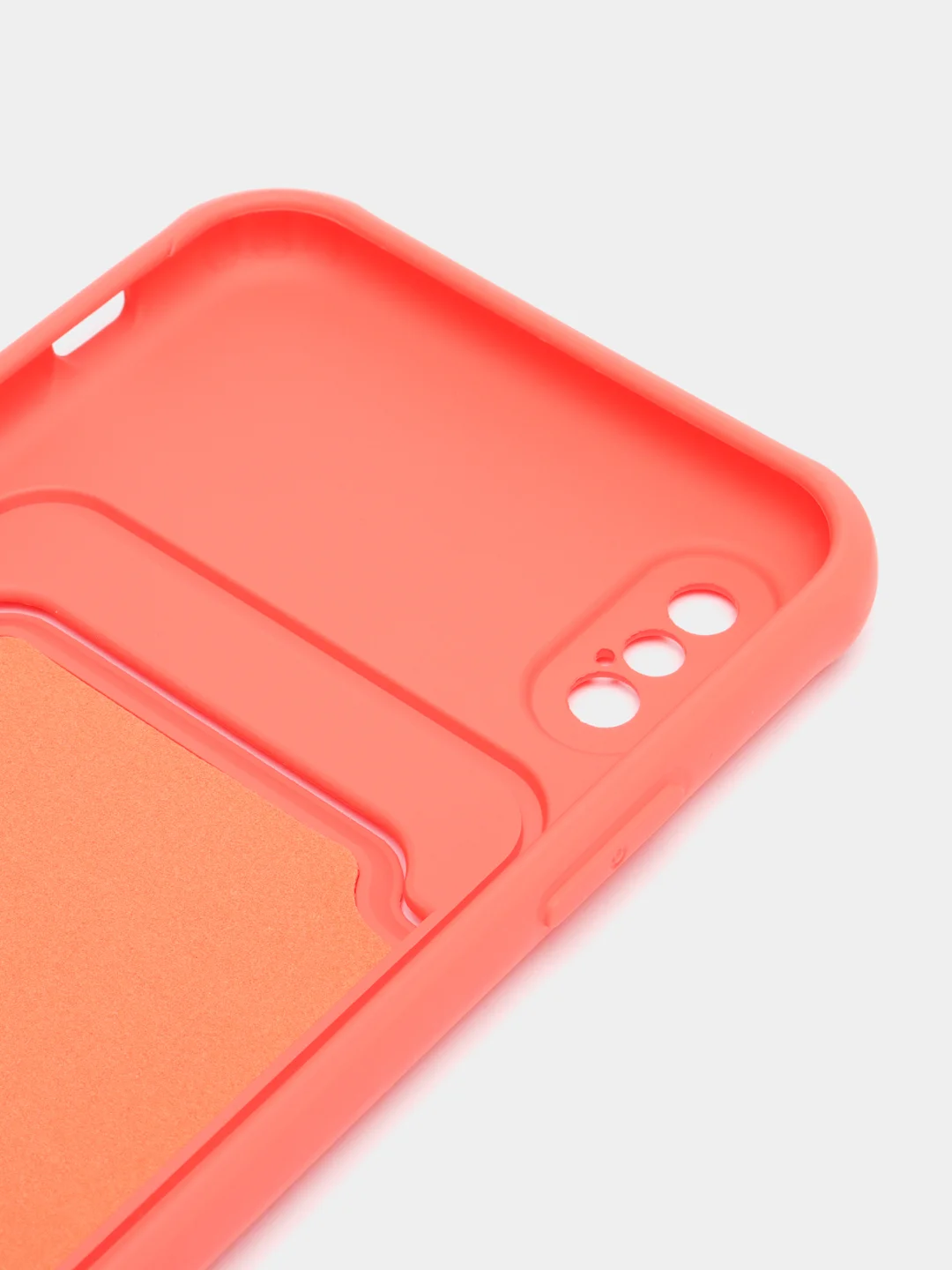 Коралловый силиконовый чехол для iPhone X, XS (Айфон Х, ХС) с карманом для карт, чехол на айфон