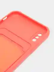 Коралловый силиконовый чехол для iPhone X, XS (Айфон Х, ХС) с карманом для карт, чехол на айфон