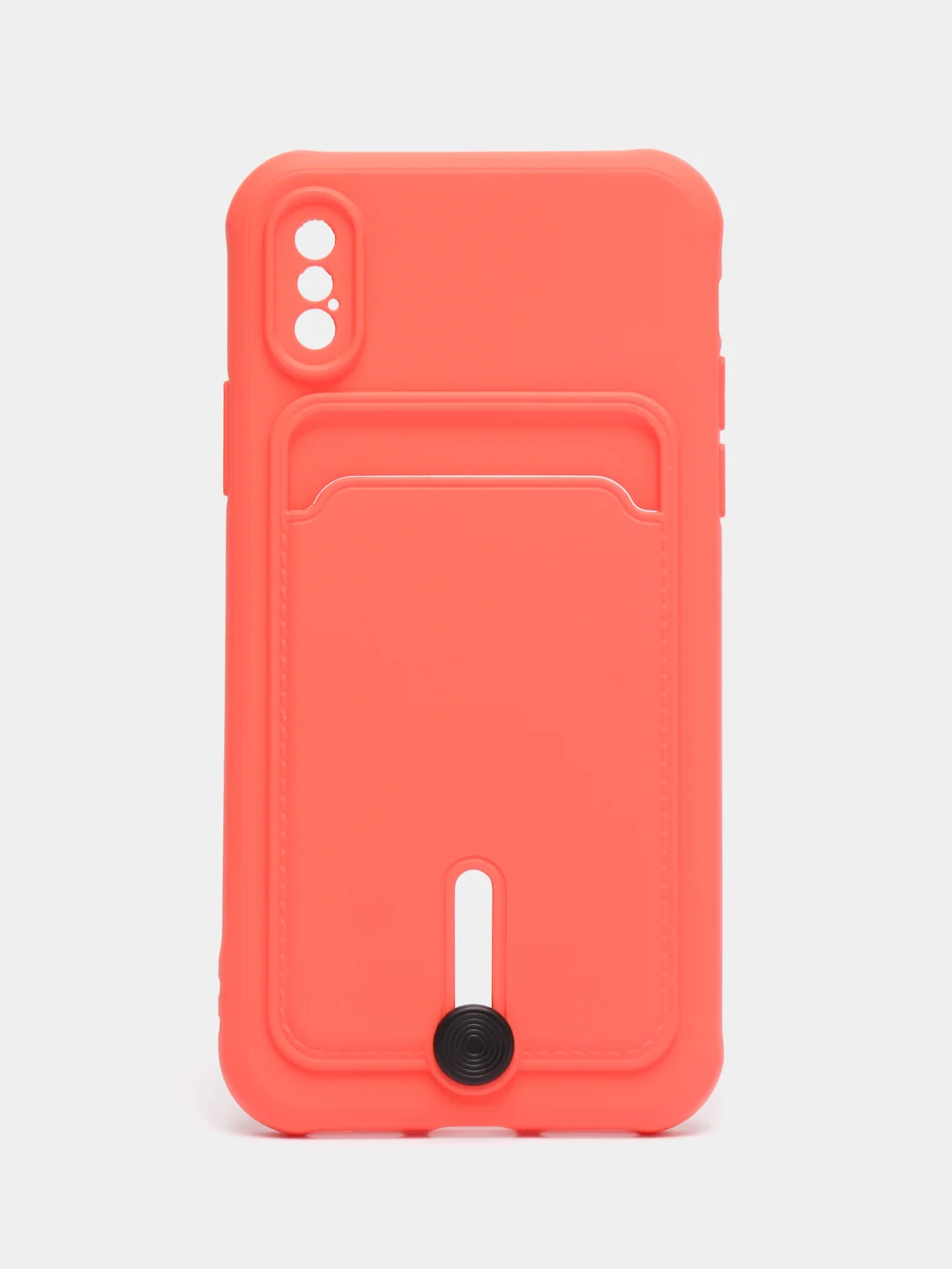 Коралловый силиконовый чехол для iPhone X, XS (Айфон Х, ХС) с карманом для карт, чехол на айфон