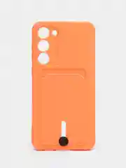 Оранжевый силиконовый чехол для Samsung Galaxy S23 Plus, S23+ (Самсунг Галакси С23 Плюс), с карманом