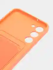 Оранжевый силиконовый чехол для Samsung Galaxy S23 Plus, S23+ (Самсунг Галакси С23 Плюс), с карманом