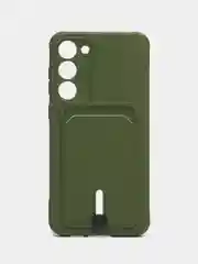 Зелёный хаки силиконовый чехол для Samsung Galaxy S23 Plus, S23+ (Самсунг Галакси С23 Плюс), с карманом
