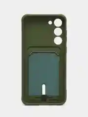 Зелёный хаки силиконовый чехол для Samsung Galaxy S23 Plus, S23+ (Самсунг Галакси С23 Плюс), с карманом