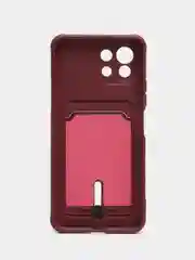 Тёмно-бордовый чехол для Xiaomi Mi 11 Lite / Mi 11 Lite 5G NE ( Ми 11 Лайт )с карманом для карт