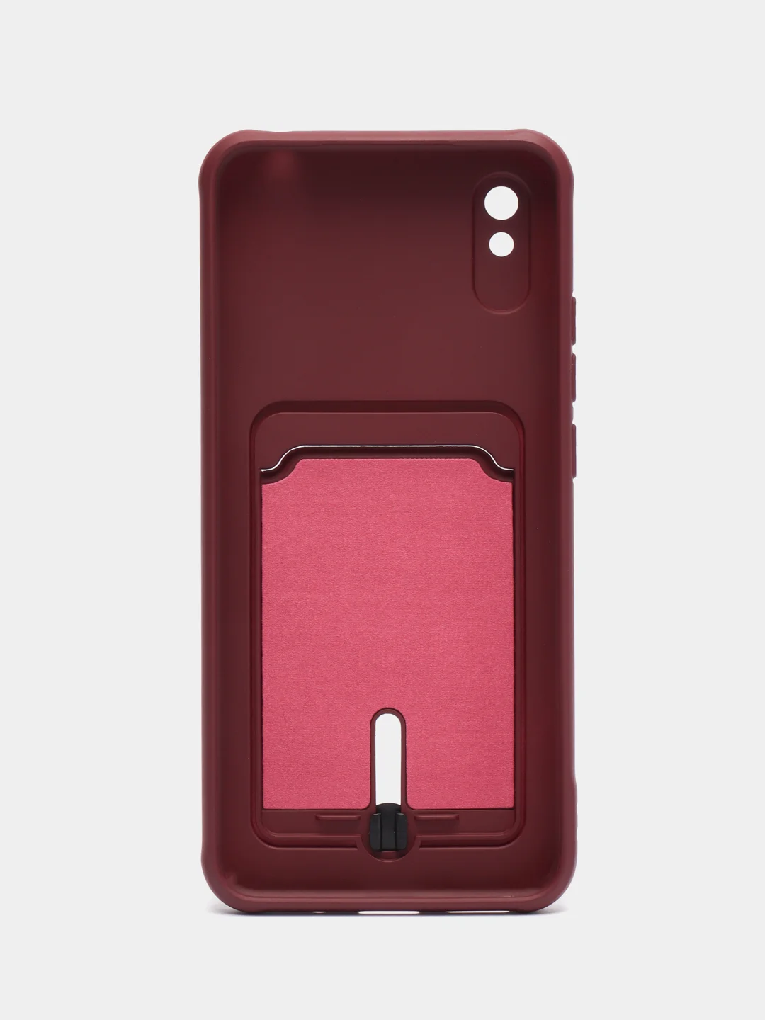 Тёмно-бордовый силиконовый чехол для Xiaomi Redmi 9A (Редми 9А) с карманом для карты, защита камеры
