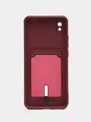 Тёмно-бордовый силиконовый чехол для Xiaomi Redmi 9A (Редми 9А) с карманом для карты, защита камеры