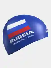 Синий силиконовая шапочка для плавания Swimming Team Mad Wave