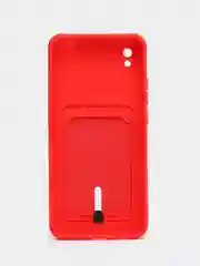 Красный силиконовый чехол для Xiaomi Redmi 9A (Редми 9А) с карманом для карты, защита камеры