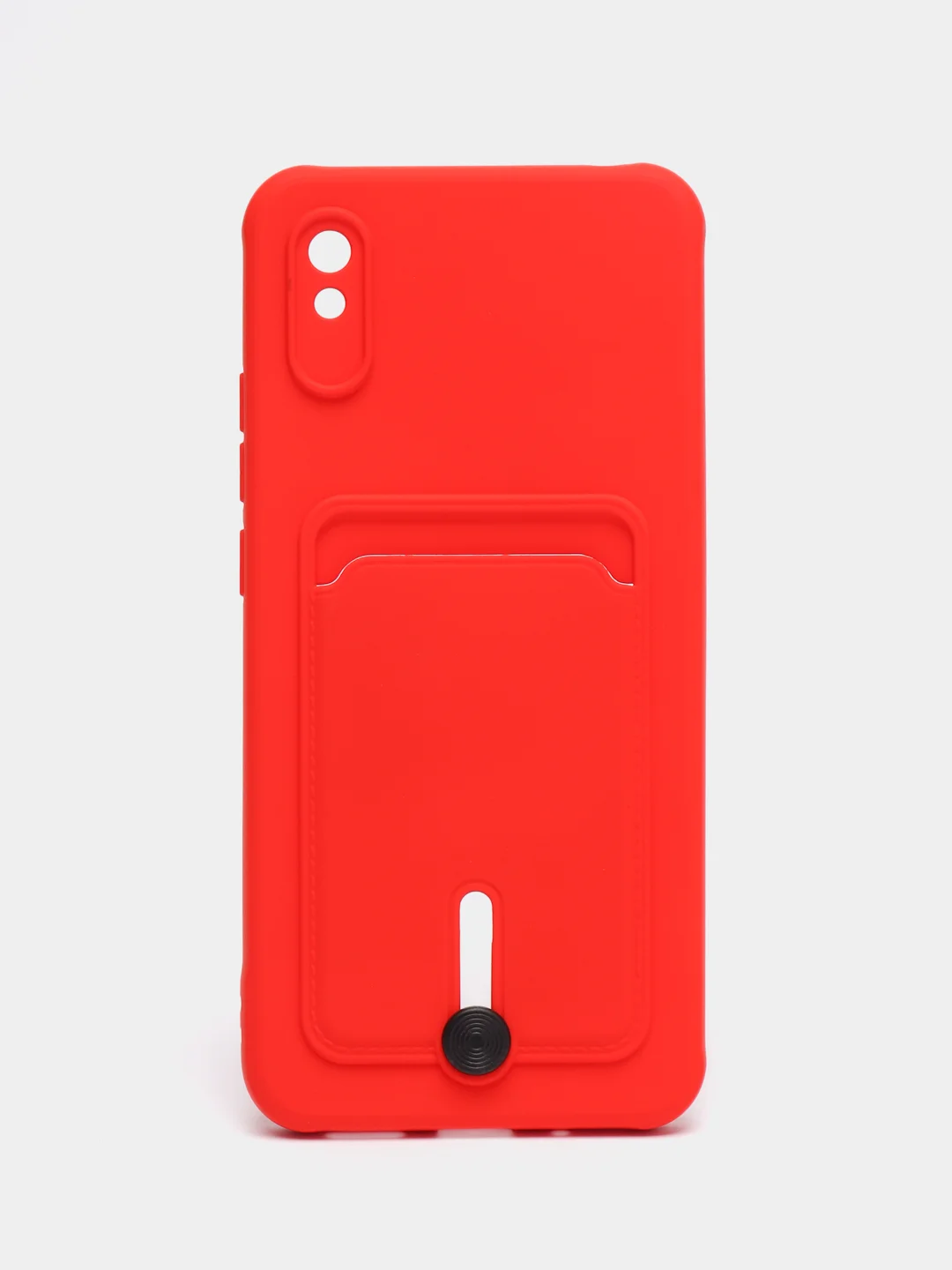 Красный силиконовый чехол для Xiaomi Redmi 9A (Редми 9А) с карманом для карты, защита камеры