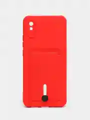 Красный силиконовый чехол для Xiaomi Redmi 9A (Редми 9А) с карманом для карты, защита камеры