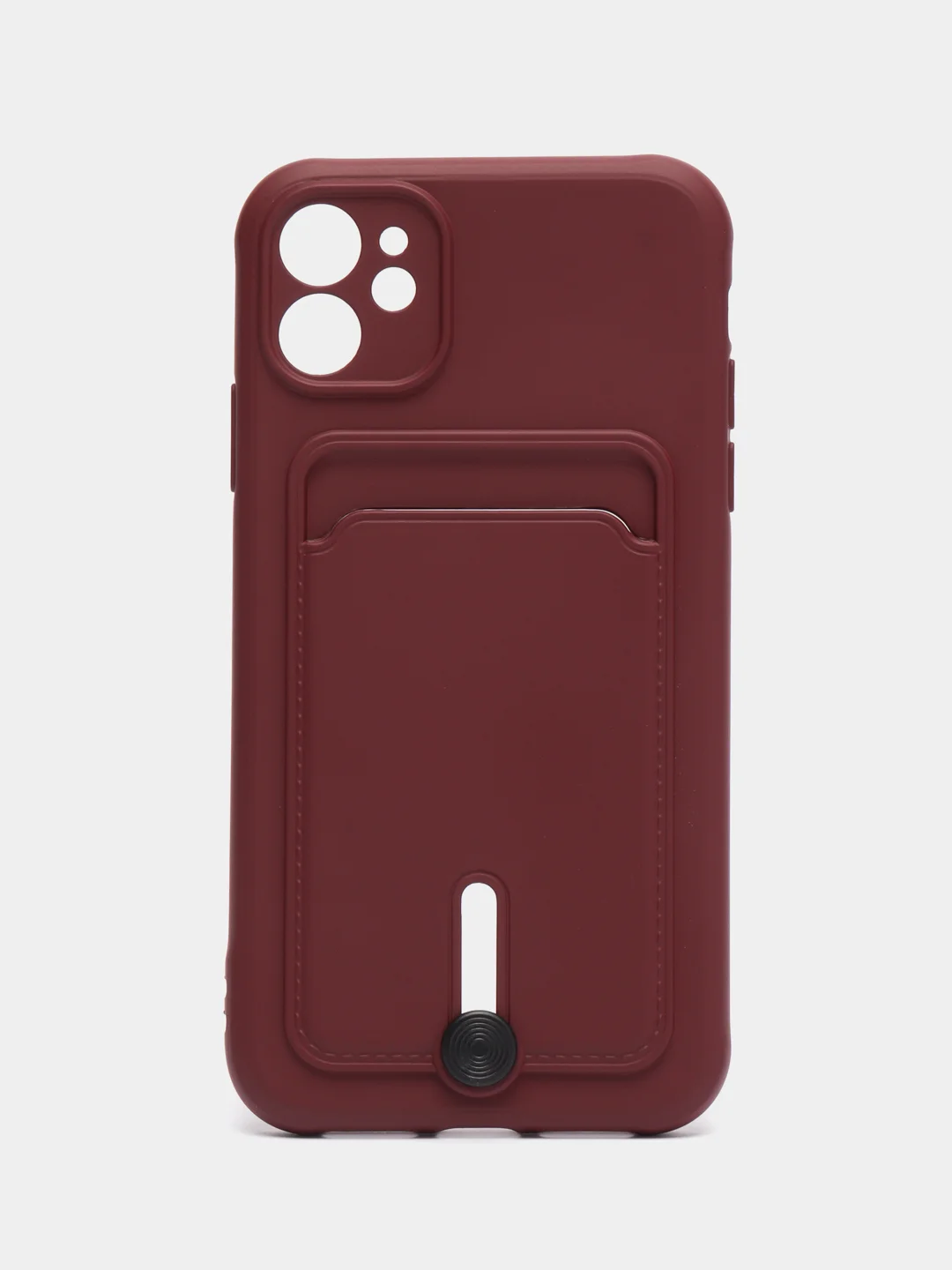 Тёмно-бордовый силиконовый чехол для Apple iPhone 11 (Айфон 11), чехол на айфон 11 с карманом