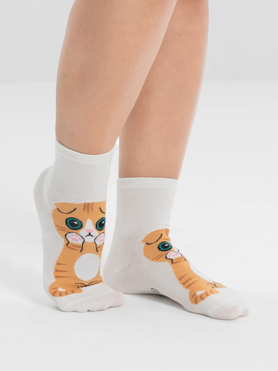Белый носки с кошками, женские, 34-39