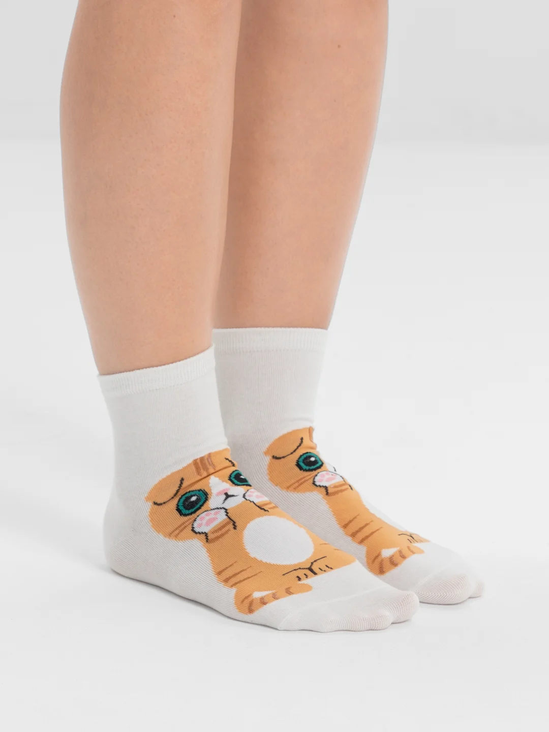 Белый носки с кошками, женские, 34-39
