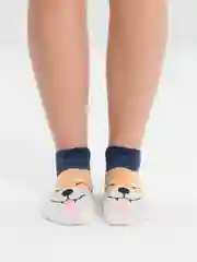 Синий меланж носки короткие женские и детские с рисунками 34-39