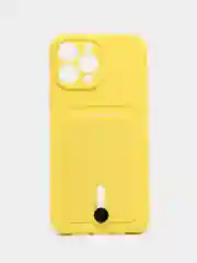 Желтый силиконовый чехол для iPhone 13 Pro Max (Айфон 13 Про Макс) , чехол на айфон с карманом