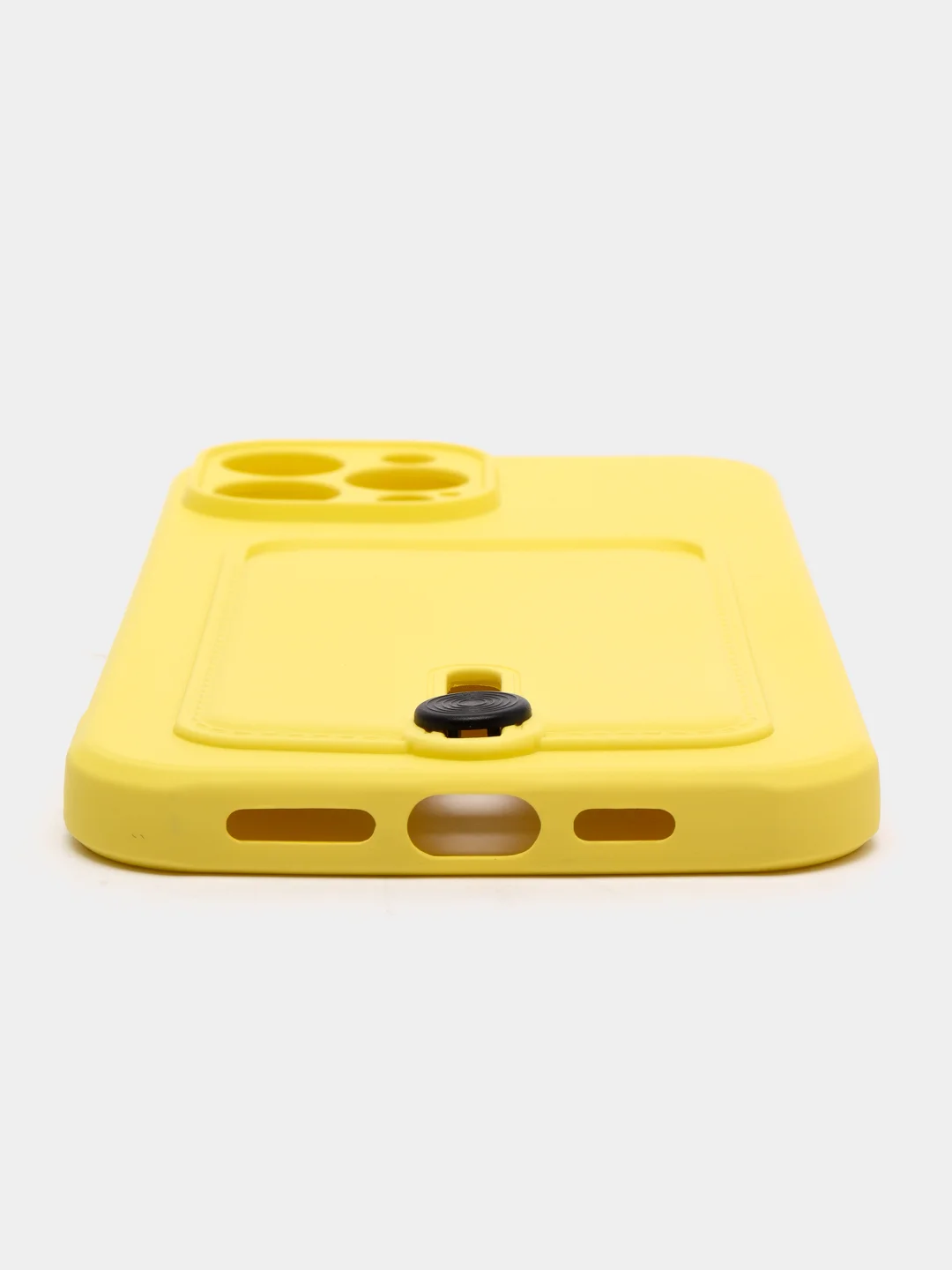 Желтый силиконовый чехол для iPhone 13 Pro Max (Айфон 13 Про Макс) , чехол на айфон с карманом