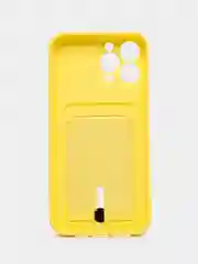 Желтый силиконовый чехол для iPhone 13 Pro Max (Айфон 13 Про Макс) , чехол на айфон с карманом