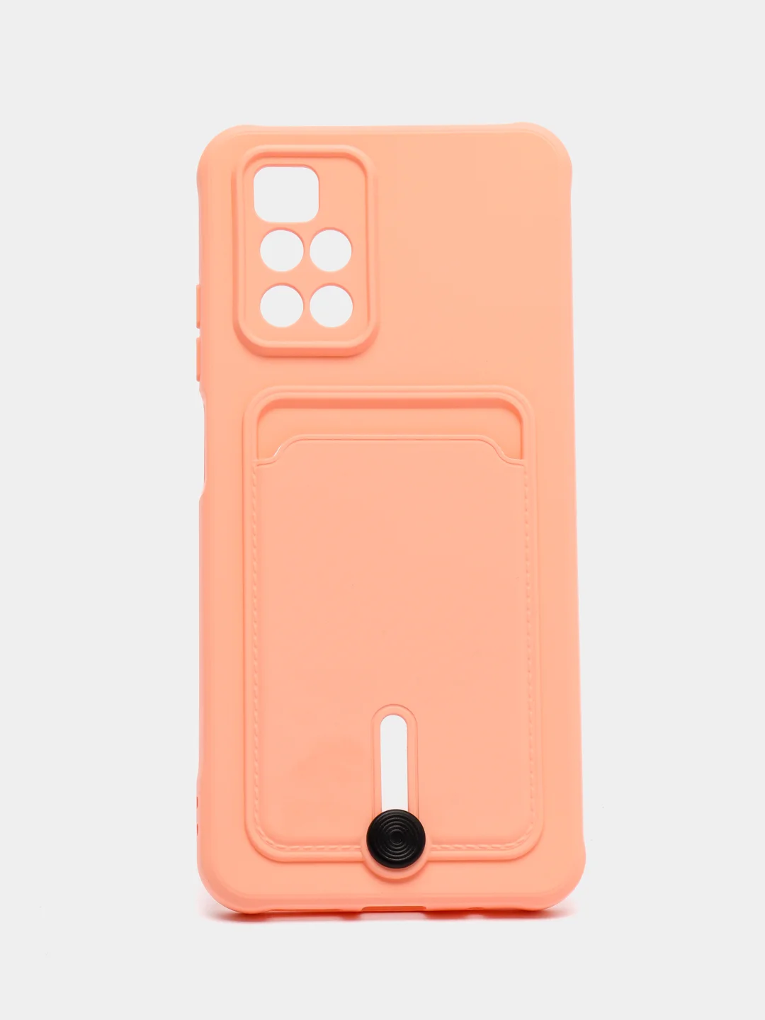 Пудровый силиконовый чехол для Xiaomi Redmi 10 ( Сяоми Редми 10 ) с карманом для карт