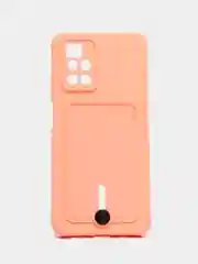 Пудровый силиконовый чехол для Xiaomi Redmi 10 ( Сяоми Редми 10 ) с карманом для карт