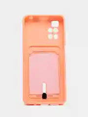 Пудровый силиконовый чехол для Xiaomi Redmi 10 ( Сяоми Редми 10 ) с карманом для карт