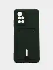 Тёмно-зелёный силиконовый чехол для Xiaomi Redmi 10 ( Сяоми Редми 10 ) с карманом для карт