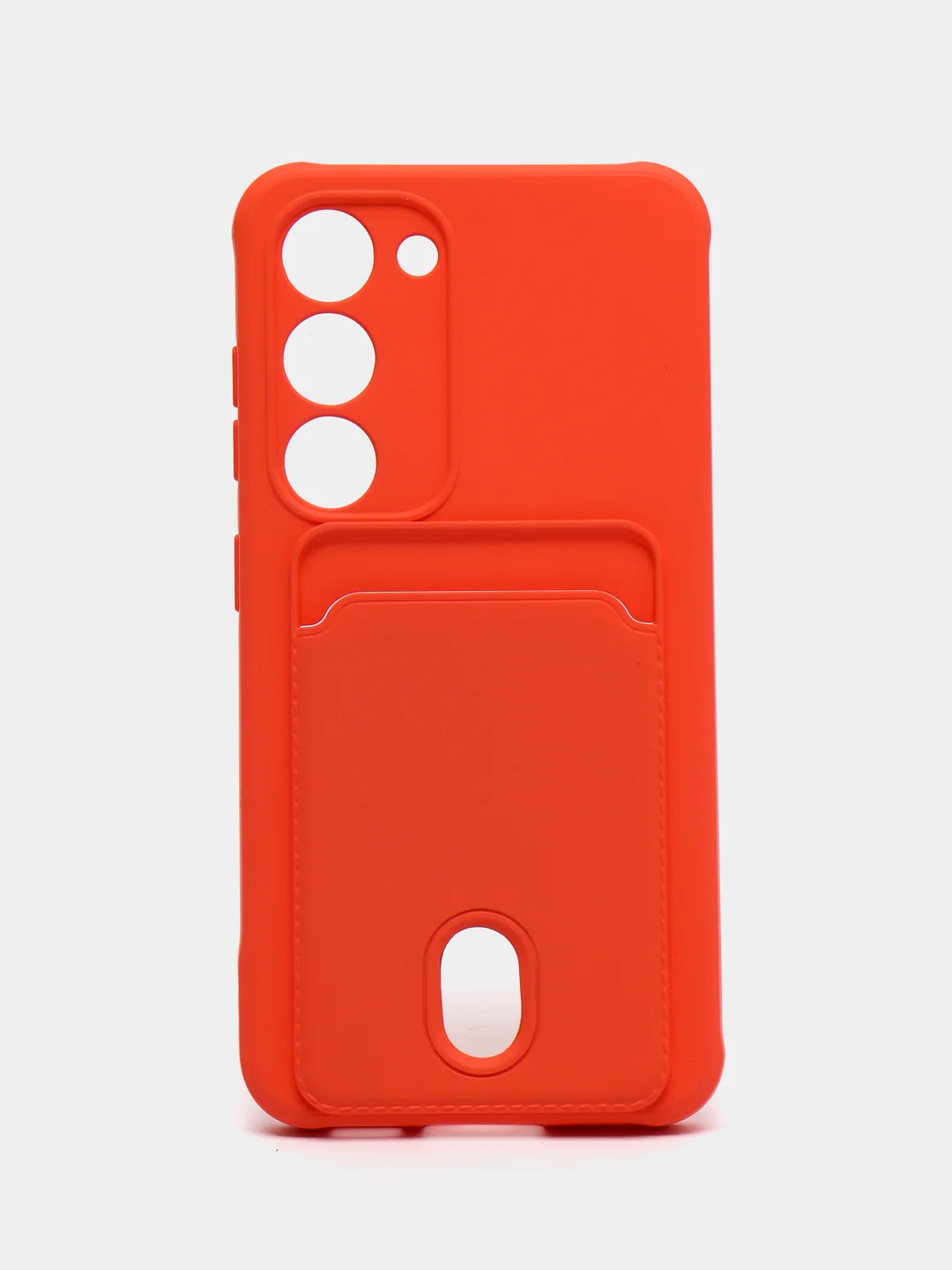 Коралловый чехол силиконовый на Samsung Galaxy S23 (Самсунг Галакси С23), с карманом