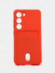 Коралловый чехол силиконовый на Samsung Galaxy S23 (Самсунг Галакси С23), с карманом