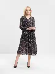 Фиолетовый платье шифоновое принт цветы OVERSIZE