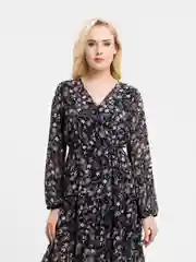 Фиолетовый платье шифоновое принт цветы OVERSIZE