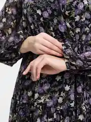 Фиолетовый платье шифоновое принт цветы OVERSIZE