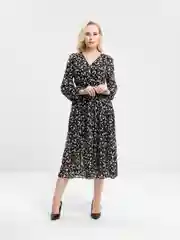 Черный платье шифоновое принт цветы OVERSIZE