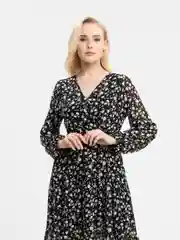 Черный платье шифоновое принт цветы OVERSIZE