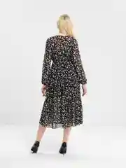 Черный платье шифоновое принт цветы OVERSIZE