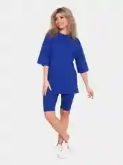 Индиго костюм женский: велосипедки и футболка оверсайз
