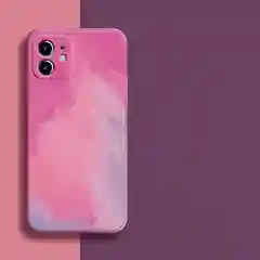 Тёмно-розовый силиконовый чехол с защитой камеры Samsung A13, A03s, S22/Ultra, A22, A52, A12, с рисунком