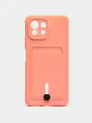 Пастельно-коралловый чехол для Xiaomi Mi 11 Lite / Mi 11 Lite 5G NE ( Ми 11 Лайт )с карманом для карт