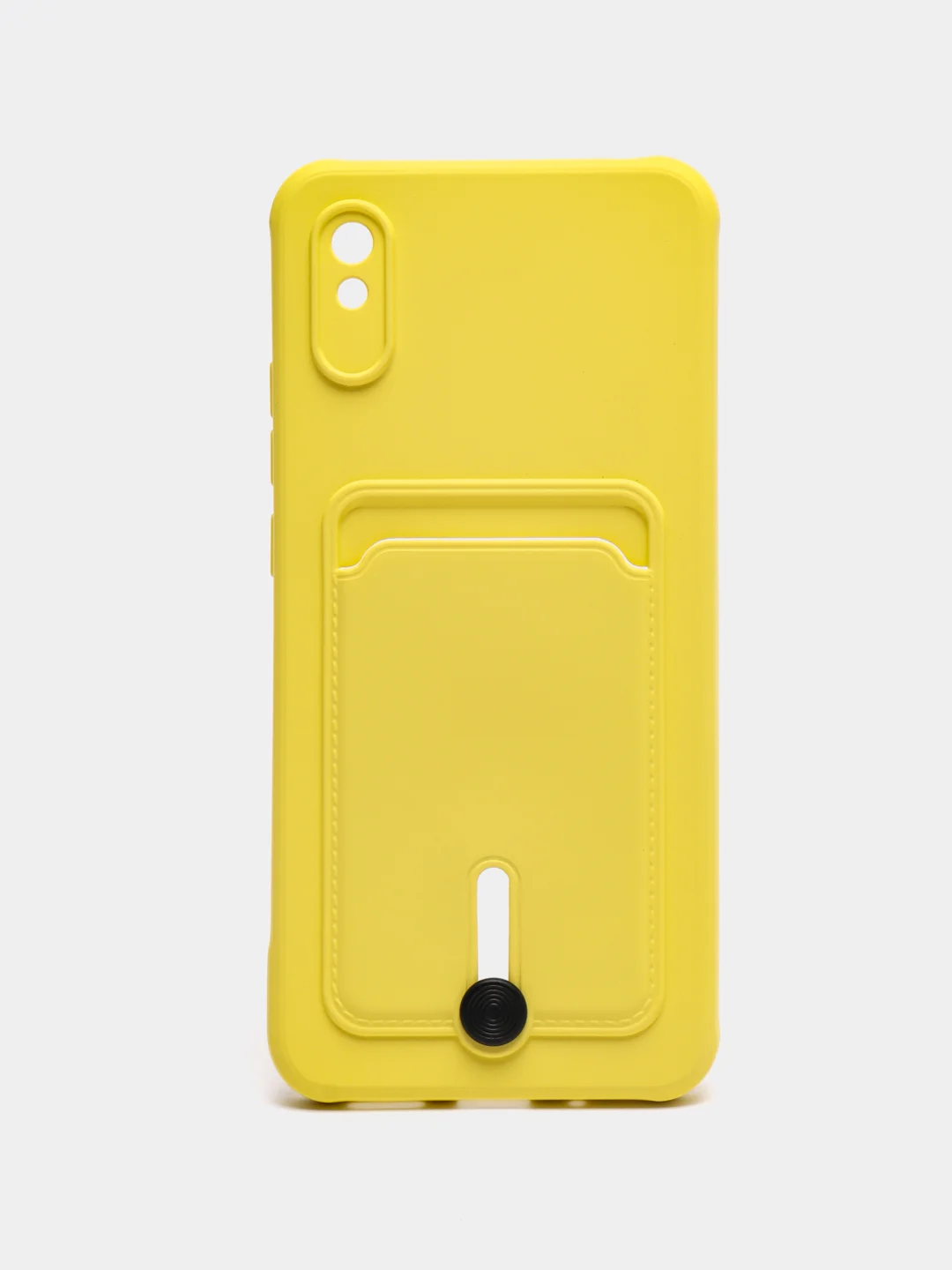 Желтый силиконовый чехол для Xiaomi Redmi 9A (Редми 9А) с карманом для карты, защита камеры