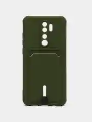 Зелёный хаки чехол для Xiaomi Redmi Note 8 Pro (Редми Нот 8 Про) силиконовый , с карманом
