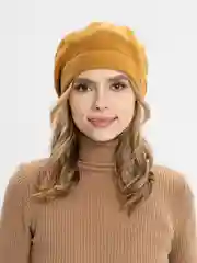 Горчичный берет женский Матиолла, с отворотом, шапка на флисовом подкладе