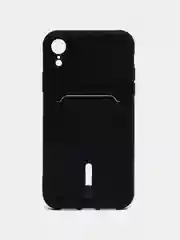 Черный силиконовый чехол для iPhone XR (Айфон ХР) с карманом для карт, чехол на айфон